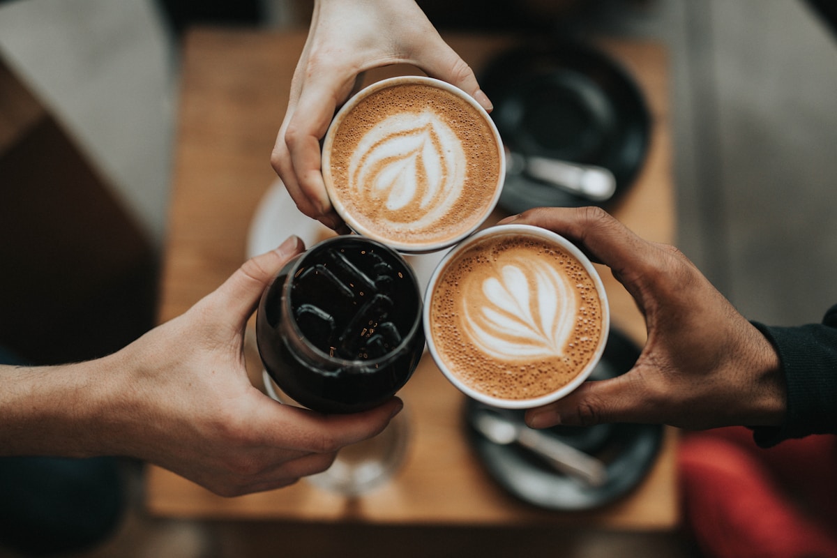 Bean to cup coffee machine on kitchen counter with fresh coffee