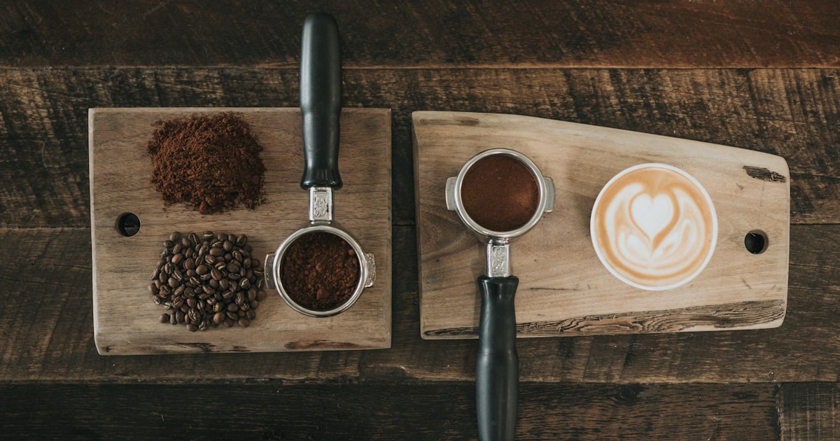 Coffee machine making espresso with fresh coffee beans